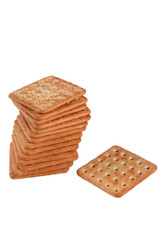 salt water cracker salty cracker unhealthy food isolated on white background with space for text