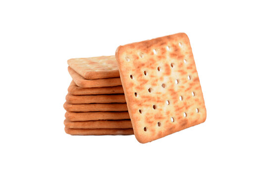 salt water cracker salty cracker unhealthy food isolated on white background with space for text