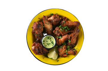 fried chicken seasoned with herbs herb sauce mayonnaise tasty food