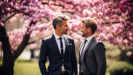 Spring Love: A Young Gay Couple’s Romantic Moment in the Park