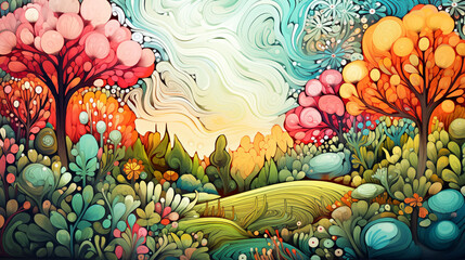 Nature background. Illustration for backdrops banners prints posters murals and wallpaper design