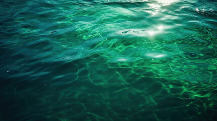 Fototapeta premium The play of sunlight on the undulating surface of greenish ocean water creates an abstract texture.