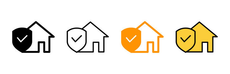 home insurance icon set  vector. home protection sign and symbol