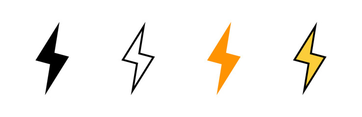 Lightning icon set vector. electric sign and symbol. power icon. energy sign - obrazy, fototapety, plakaty