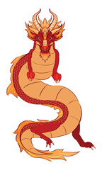 Red Chinese dragon on white background