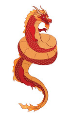 Red Chinese dragon on white background