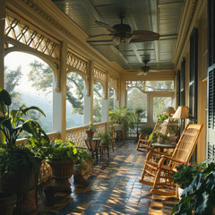 Southern Charm - Veranda with Rocking Chairs
