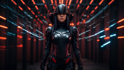 Fototapeta na wymiar futuristic woman in armor