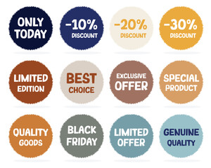 Set of sale tags, sale badges, sale labels, shopping or discount badges and more.	