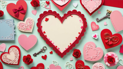 valentine background with a bunch of hearts and keys