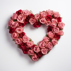 rose wreath made of heart shape