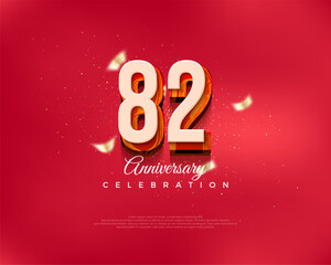 Modern design number. For the 82nd anniversary celebration in luxurious red. Premium vector background for greeting and celebration.