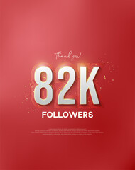 Thank you 82k followers with white numbers wrapped in shiny gold.