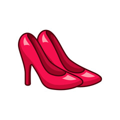 Red high heel shoes vector isolated on white background.