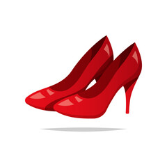 Red High Heel Shoes vector isolated on white background.