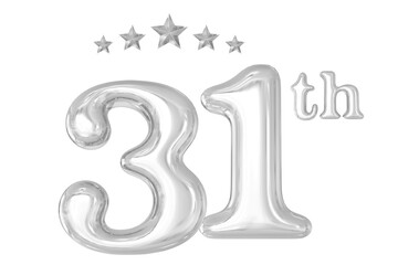 31th Anniversary Silver 3D Number 