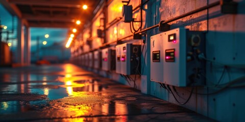 Fototapeta premium battery packs alternative electric energy storage system at home