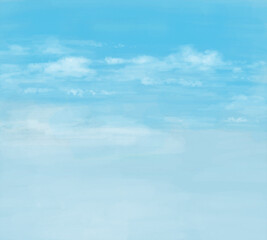 筋雲がかかる青空の水彩背景イラスト
