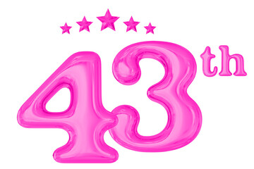 43th Anniversary Pink 3D Number