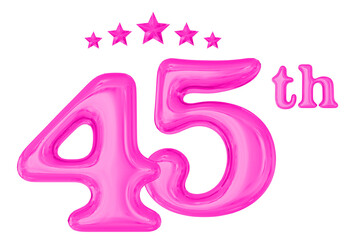 45th Anniversary Pink 3D Number