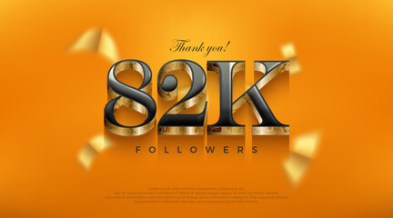 Celebration of achieving 82k followers, posters, banners, social media post design vector premium backgrounds.