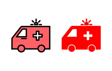 Ambulance icon set illustration. ambulance truck sign and symbol. ambulance car