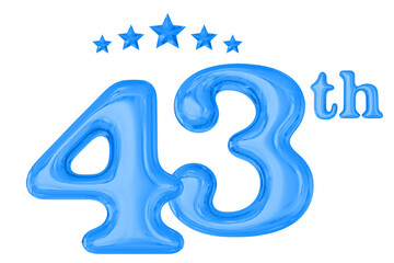 43th Anniversary Blue 3D Number 