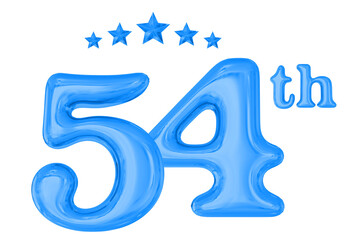 54th Anniversary Blue 3D Number 