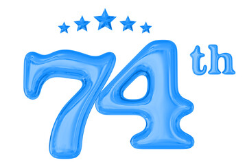 74th Anniversary Blue 3D Number 
