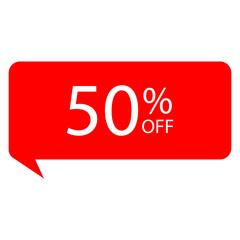 50% Off Sale badge: Red Button vector Png, Discount Price Sign tag – Vector Illustration