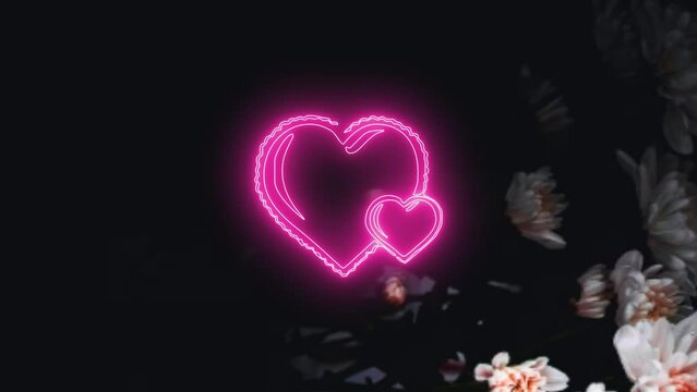  love animation,shiny and glitter hearts,glowing particles,valentine and marriage concept,dark  background