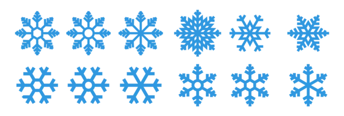 Fotobehang Set blue snowflake icons collection isolated on white background.  © IQ art_Design