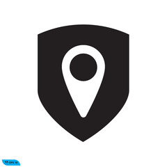 Mark location icon design vector graphic of template, sign and symbol shield 