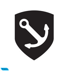 Shield anchor icon design vector graphic of template, sign and symbol