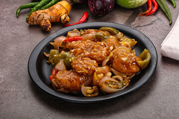 Chinese cuisine - prawn with chili sauce