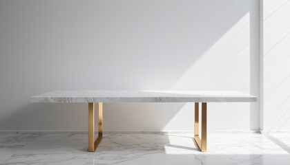 Minimalist Design: White Marble Table and Wall