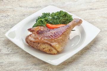 Roasted duck leg with orange sauce