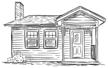 western house handdrawn illustration