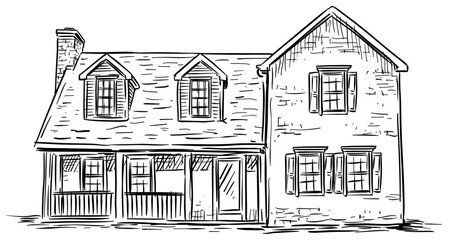 western house handdrawn illustration