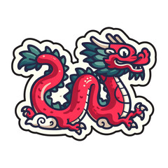 Chinese dragon tattoo. Colorful vector illustration isolated on white background.