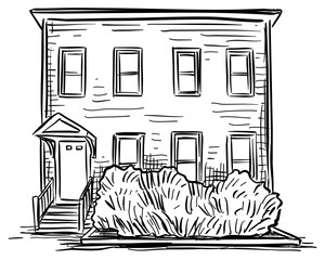 modern american house handdrawn illustration