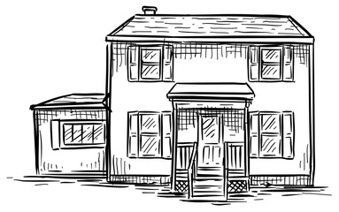 wood house handdrawn illustration