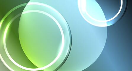 Neon glass circle copyspace for your text or product presentation geometric background. Vector illustration For Wallpaper, Banner, Background, Card, Book Illustration, landing page