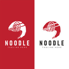 Ramen noodle logo simple noodle and bowl design inspiration chinese food template illustration - obrazy, fototapety, plakaty