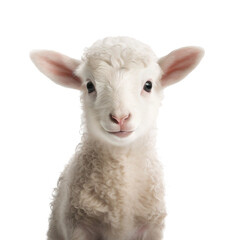 Portrait of a cute baby lamb isolated on white background
