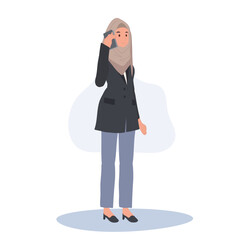 Muslim Businesswoman in Hijab Using Smartphone