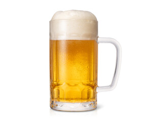 ジョッキグラスに注がれたビール（影あり）