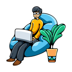 Business Man Working With His Laptop