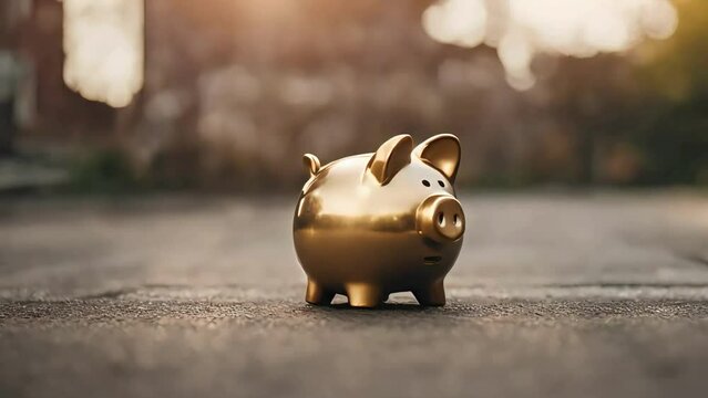Playful Piggy Bank: Animated Money Savings Concept in Stock Footage