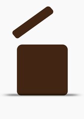A brown square box with its lid opened isolated on a white background